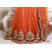 Dazzling Orange Colored Embroidered Net Art Silk Lehenga Saree Dazzling Orange Colored Embroidered Net Art Silk Lehenga Saree